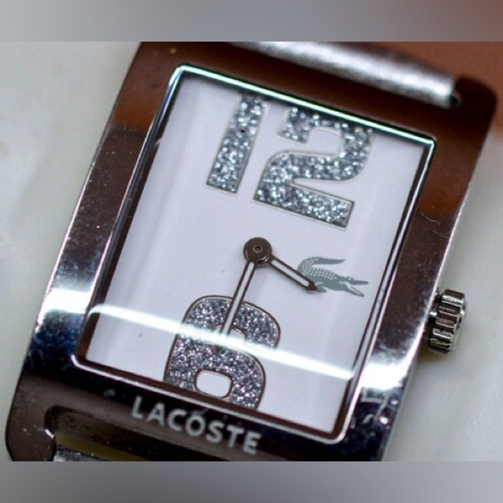 Lacoste White & Silver Square Watch